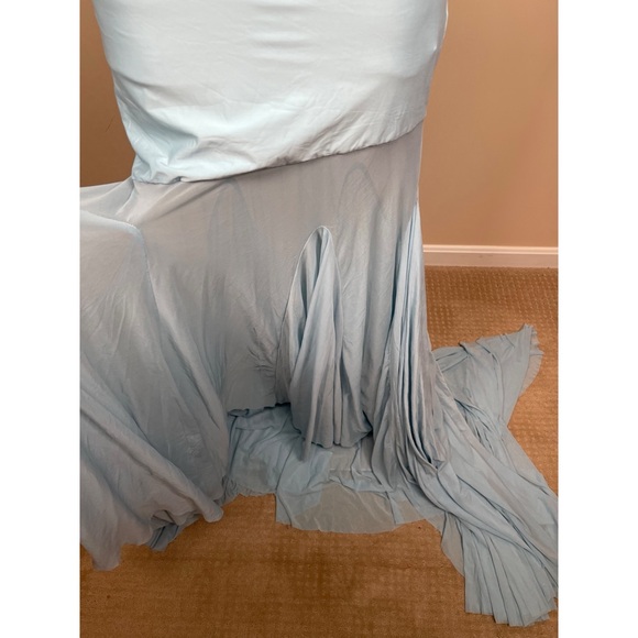 DEME By Gabriella Dahlia Strapless Sheer Blue Maxi Dress Size Medium - Picture 4 of 8